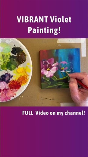 Vibrant Violet Painting! #flowerpainting #paintwithme #paintingtechniques #painting #flowerart