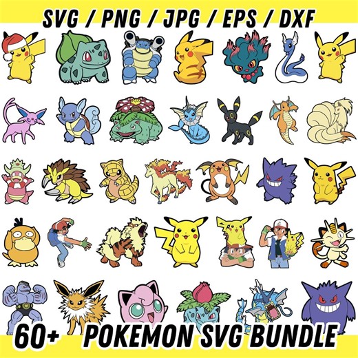 Pokemon Svg Bundle, Pokemon Clipart and Png Stickers, Cut Files for Cricut, Pokemon Layered Svg, Cricut & Silhouette, Instant Download