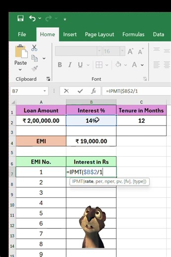 How to Calculate EMI Interest in Excel Using IPMT