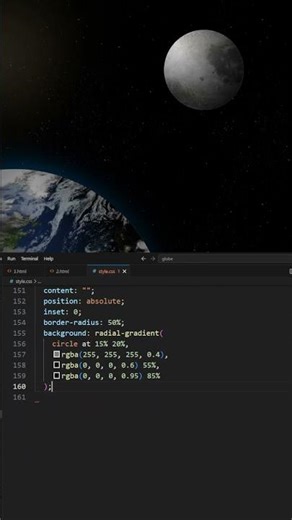 View from Artemis II – Earth & Moon Animation | HTML CSS