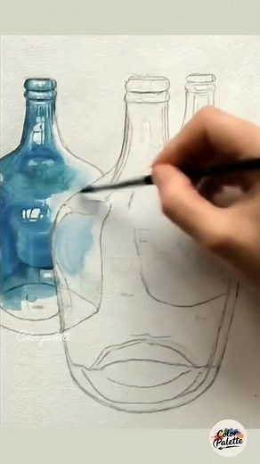 118K views · 2K reactions | Glass bottle  painting in Watercolor ️ still life object painting ️ #WatercolorPainting #ArtInspiration #WatercolorArt #PaintingWithWatercolors #ArtisticExpression #CreativeProcess #WatercolorArtist #ArtCommunity #PaintingDaily #ArtLovers #fblifestyle | Color Palette | Facebook