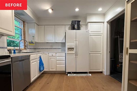 Before and after: This builder-basic kitchen got an elegant makeover that utterly transformed it