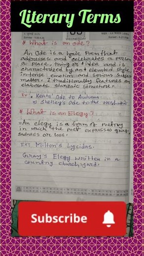 Literary Terms in English literature//Definition of Ode and Elegy//Different kinds of literary Term