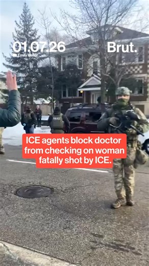 Brut India on Instagram: "Video footage shows federal ICE agents blocking a bystander that claims he is a doctor from helping the woman shot dead by ICE agents in Minneapolis, MN."