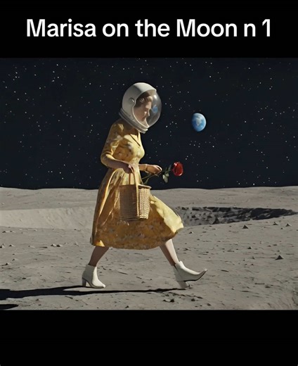 Marisa on the Moon n 1. Sometimes you have to go far to find yourself. Marisa chose the quietest place of all. 🛸🌑 #MarisaOnTheMoon #CinematicTikTok #SpaceAesthetic #WesAndersonStyle #ShortFilm Video entirely conceived and created with AI.