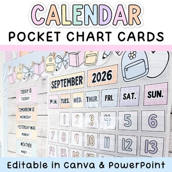 Pastel Calendar Pocket Chart - Printable Calendar Numbers & Pieces