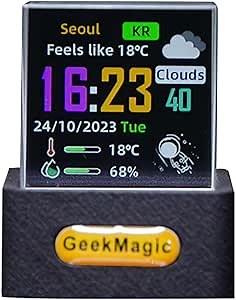 for GeekMagic Mini 3D Hologram Cube Display, Smart Weather Station Digital Clock, Flexible Display with Custom Photo Album,WiFi,Real-time Weather,Time Display,Cool Desktop Decor