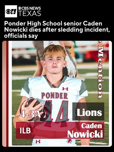 Ponder High School senior Caden Nowicki dies after sledding incident, officials say