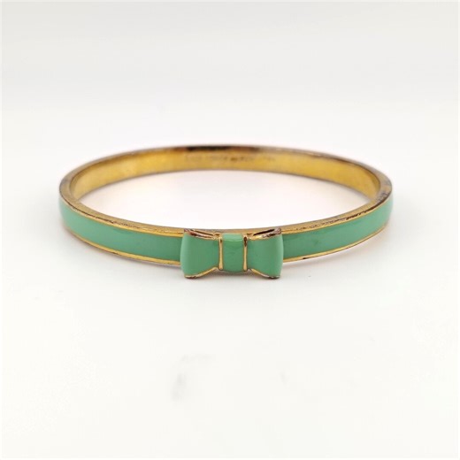 Vintage Kate Spade Spring Green Enamel Bow Bangle- Gold Tone Designer Bracelet - Etsy