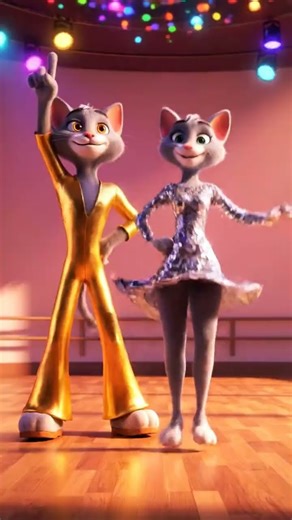 Cyber Cats Dancing Under Neon Lights!"#FutureDance #NeonCats