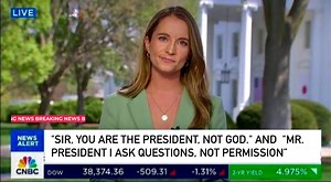 CNBC Correspondent, Megan Cassella landed a one two verbal punch on a stunned Trump during a press briefing. Her responses to two of his rude outbursts: "Sir, you are the president, not God." Then, in response to him demanding she never say that again she replied "Mr. President I ask questions, not permission. | Hami Ami
