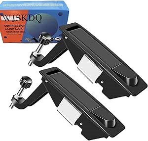 WJSKDQ 2PCS Compression Latch Lock Powder Coated Zinc Alloy Adjustable Lever Hand Operated Flush Lever Marine Applicable Door Thickness: 0.04"-0.94" Grip Range