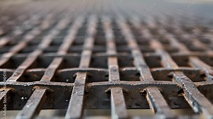A closeup of interlocking steel grates revealing the precise and calculated design that gives these structures their strength.