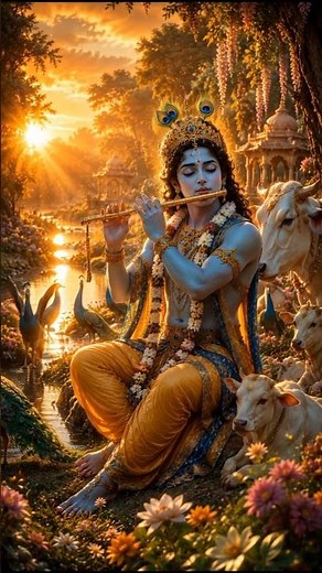 Lord Krishna Playing Magical Flute in Vrindavan 🎶 | Cinematic Devotional Art #krishna #vrindavan