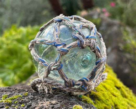 Antique Japanese Glass Fishing Float - Handblown Buoy With Net and Pontil Marks - 3.5-inch Diameter - Etsy