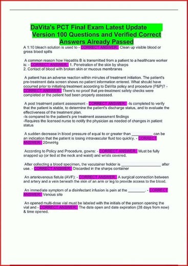 Davitas Pct Final Exam Latest Update Version 100 Questions Aupdate video