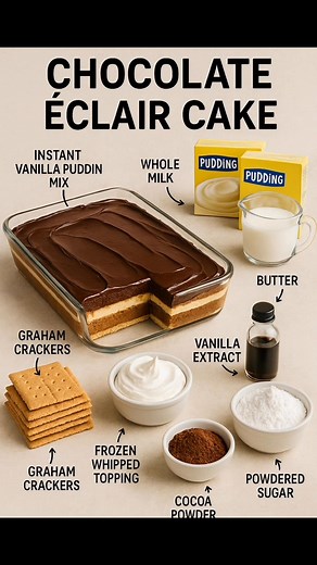 23K views · 80 reactions | Chocolate Éclair Cake This no-bake icebox...