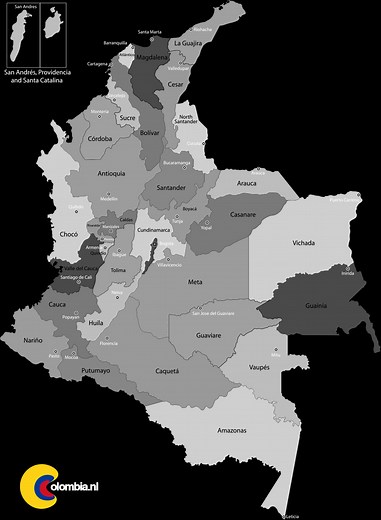 Gedetailleerde Kaart Colombia (gratis download) - Colombia.nl