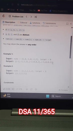 💥 LeetCode 18 | 4Sum Problem Explained in 60 Seconds | Coding Interview Question #leetcode
