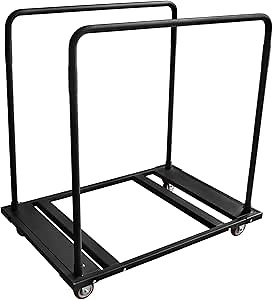 Folding Table Cart Rack for 60" Round Tables, Heavy Duty Table Trolley Rolling Casters for Reataurant, Party, Hotel Furniture 10 Table Capacity, Black