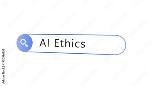 AI Ethics search query in browser search bar on monitor screen - artificial intelligence values debate topic Typing into search box 4k video .