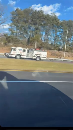 Fire truck hose comes off going down the road