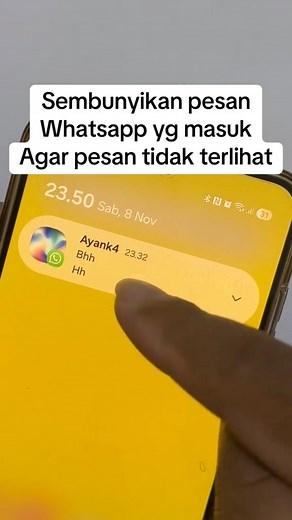 Sembunyikan pesan Whatsapp yg masuk Agar pesan tidak terlihat #trikwhatsapp #trikrahasiawhatsapp #trikwa #fyp #viral | Jessie Cloude