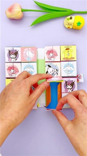 Cute Sanrio Rainbow Color Paper wallet with5 layer pockets Showoff#diy #mymelody#sanrio
