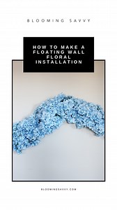 Here’s everything I used to create this floating floral wall installation: Adhesive zip tie mounts 8” zip ties Chicken wire 80 artificial hydrangea stems #floralinstallation #flowerinstallation #floraldesign #flowers #flowerart #artificialflowers #fauxflowers | Blooming Savvy