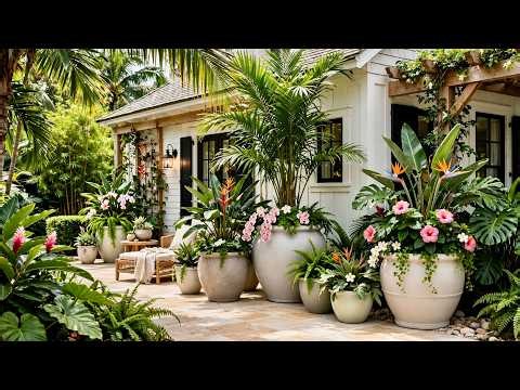 Tropical Farmhouse Patio Ideas: How to Style Large Pots and Lush Plants