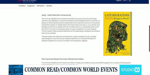 University of South Alabama learning initiative Common Read/Common World