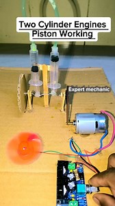 Two cylinder engine piston working Dc motor experiment #reelsvideoシ #project #Amazing #automotive #videos | Expert Mechanic