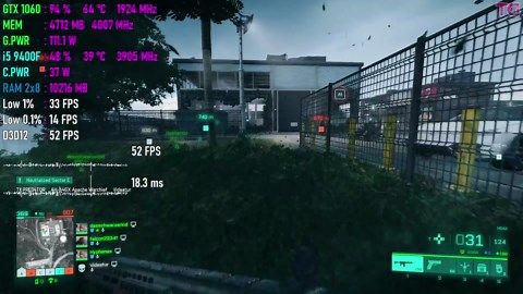 Battlefield 2042 : GTX 1060 + i5 9400F l 1080p