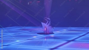 Pole Dance Performance in Night Club with Flashing Lights
