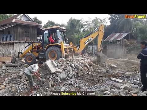 JCB Digger Collecting Stones and Mud | JCB Cleaning Field for Home Construction | JCB 3DX Working