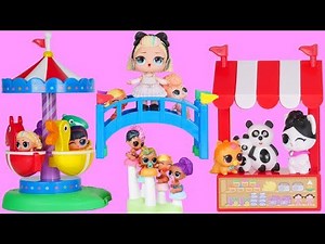 LOL Surprise Park Dolls Sleepover Routine with Unicorn Family Dream House