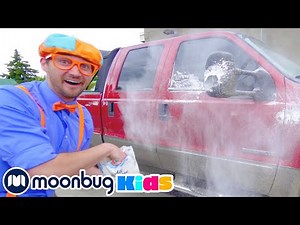 Blippi Visits a Carwash | Cars, Trucks & Vehicles Cartoon | Moonbug Kids