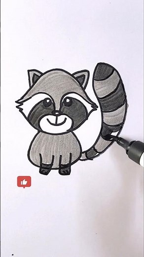 Cute Raccoon drawing easy for kids and toddler #shorts #yt #shortvideo #drawing #kidsart #art