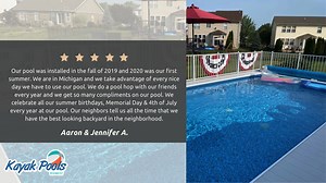Another glowing testimonial from a satisfied customer! At Kayak Pools Midwest, we take pride in providing top-notch service and turning backyard dreams into reality. See why families are choosing us to create their perfect outdoor oasis. | Kayak Pools Midwest