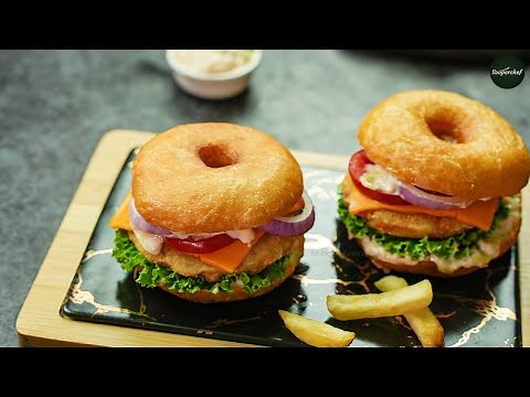 Donut Burger Recipe by SooperChef (Doughnut Cheese Burger)
