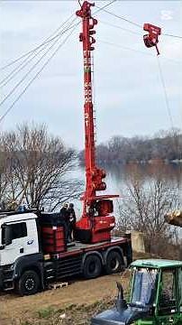 timber harvesting operation above water with TST 400 3t tower yarder / cable yarding system.