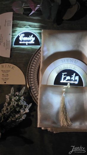 ✨ Elevate your table setting with our arched stacked menu cards, featuring glowing tags that can be handwritten with your guests’ names!  Perfect for a personalized and stylish touch. ️ Link: https://www.janicepaper.com/led-menu-place-card/ #MenuCards #StackedDesign #GlowTags #HandwrittenNames #EventElegance  Join Our Weekly Livestreams!  Don't miss out on our weekly livestreams! Participate to earn exclusive rewards and enjoy special offers! | Janice Paper | Facebook