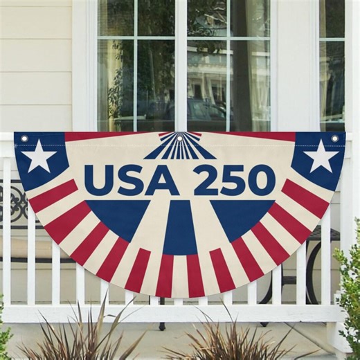 USA 250 Patriotic Fan Bunting Flag Red White Blue Stripe Porch Decor - Etsy