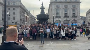The Crown College Choir singing at Piccadilly Square in London! #TheCrownCollegeChoir #PiccadillyCircus #London | The Crown College