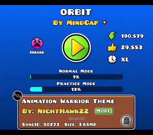 Mastering Orbit Rated in Geometry Dash