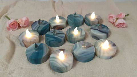 US Flag Stars and Stripes Flameless Tealights Candles with 10-Key Remote Timer Battery Operated, 2.2 Inch Flickering LED Tea Lights Candles for Home Decoration,12 Pack