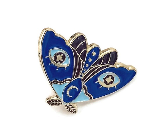 Moth Butterfly Enamel Pin Badge, Blue Metal Lapel Pin, Nature Insect Pin - Etsy