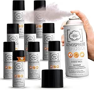 10 Pack Atmosphere Aerosol Haze/Fog Spray for Photography - Safe & Portable Mini Fog Machine Alternative - Smoke and Light Ray Effects Maker for Indoor and Outdoor, No Battery - Made in The USA
