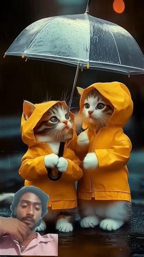 Cute Cats in the Rain Wearing Adorable Raincoats - Meow Meow Sad Song 🥺❤️‍🩹 #shorts