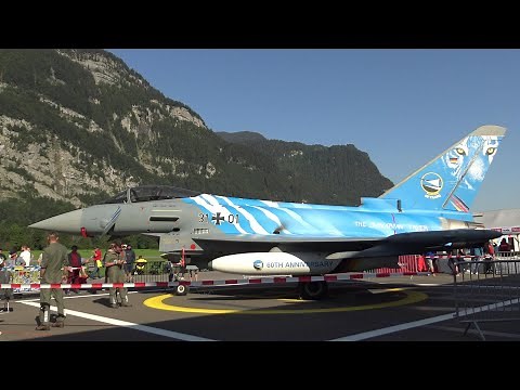 RC Jet Turbine Model Eurofighter Typhoon Flight Demonstration Mountain Scenery